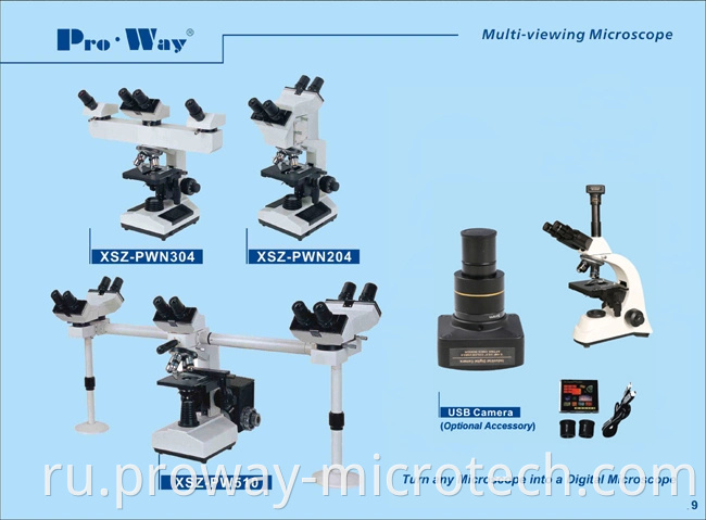 Профессиональный просмотр биологического микроскопа с пятью просмотрами (XSZ-PW510)